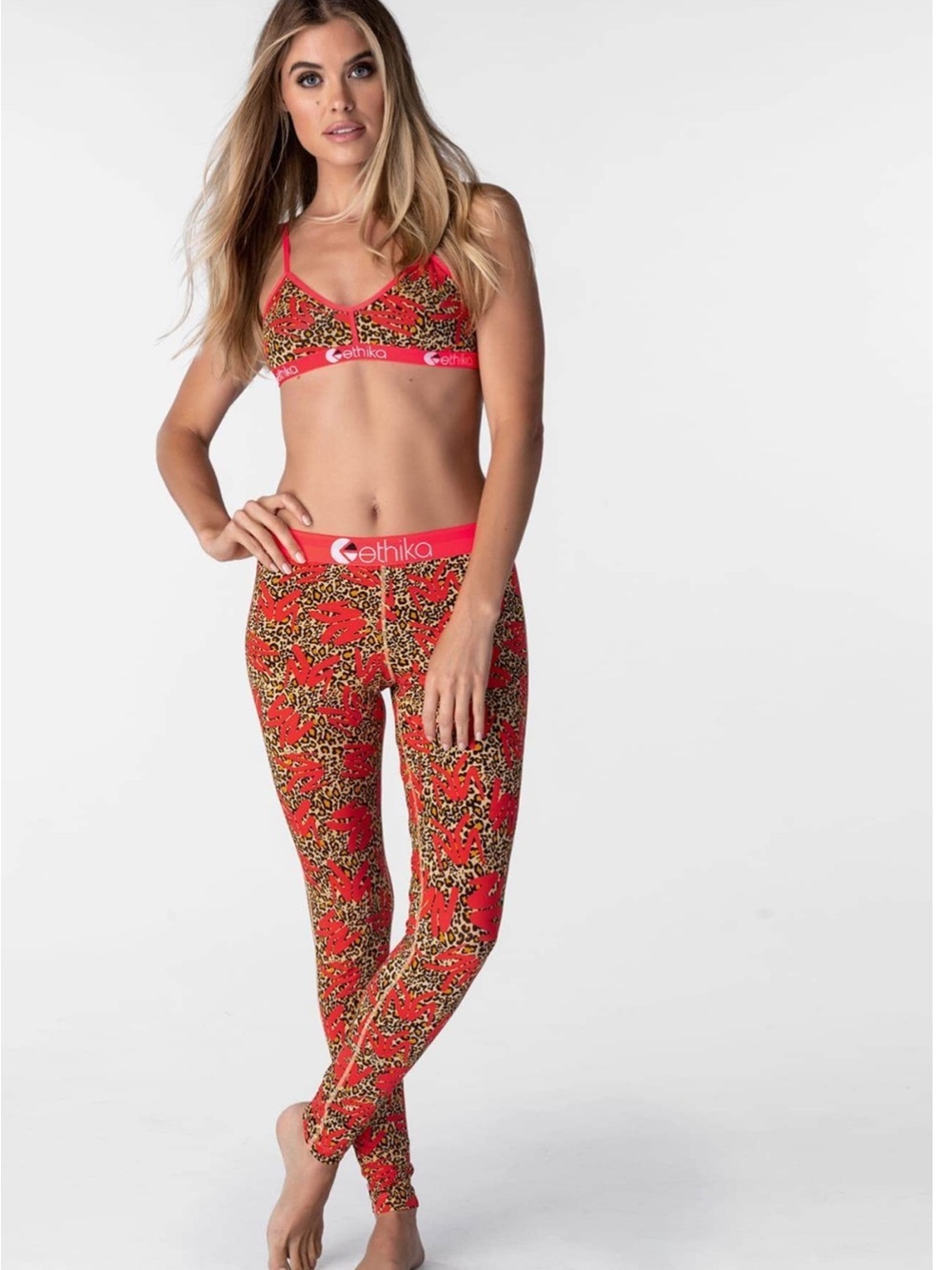 ethika Red Leopard-Print Leggings Only Size XS